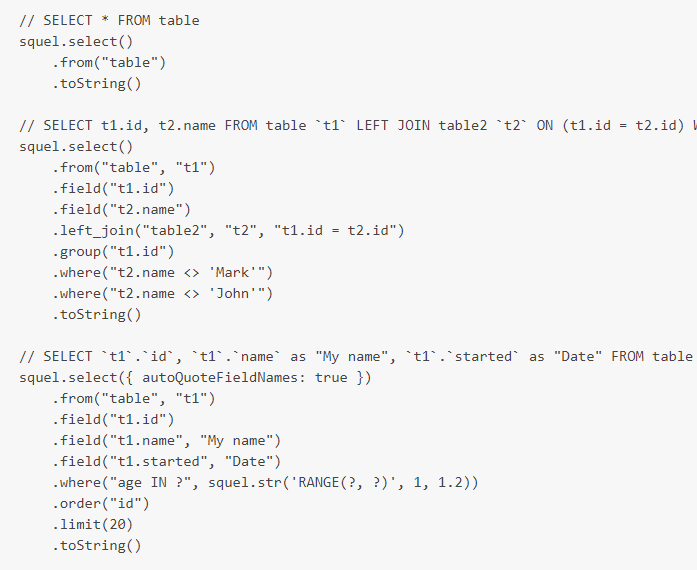 SQL query string builder